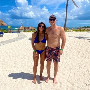 Royal blue two piece sexy bathing suit